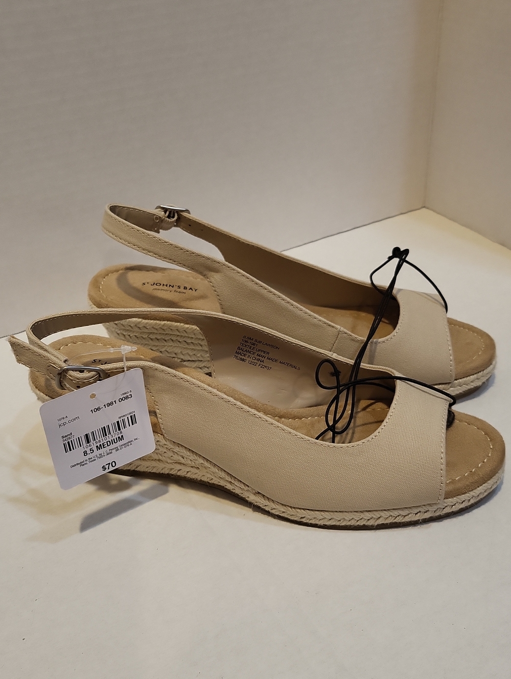 ST. John's Bay SJB Lawson Tan Wedge Heeled Shoes NWT Size 8.5 M
